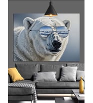 Güneş Gözlüklü Kutup Ayısı Dekoratif Kanvas - Mdf Ahşap Tablo