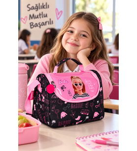 Barbie Kız Çocuk Pembe Termal Beslenme Çantası Okul Yemek Çantası Günlük Kullanım 22x20x12 cm