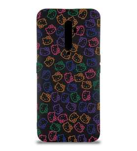 Oppo Reno 2z Uyumlu Lansman Kılıf Hello Kitty Tasarımlı İçi Kadife Kapak-Siyah (Şeffaf)