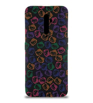 Oppo Reno 2z Uyumlu Lansman Kılıf Hello Kitty Tasarımlı İçi Kadife Kapak-Siyah (Şeffaf)