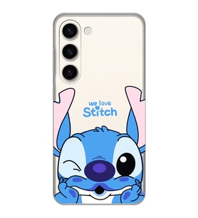Samsung Galaxy S23 Uyumlu We Love Stitch Desenli Şeffaf Telefon Kılıfı