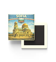 Retro Bulgaristan Sofya Şehri Temalı Vintage Buzdolap Magneti – 9x9 cm