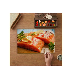 Somon Dilimleri - Yakın Çekim Tasarımı 240 parça Ahşap Puzzle Ahşap Kutuda MP02688