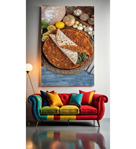 LAHMACUN Ev Duvar Salon Güzellik Salonu Ofis Dükkan Dekarasyon Kanvas Tablo (Çok Renkli)