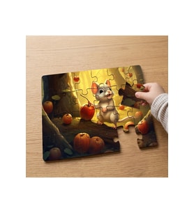 Ormanda Sevimli Fare Tasarımlı 24 Parça Ahşap Çocuk Puzzle MPK0067