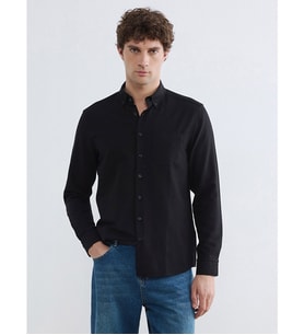 LCWAIKIKI Classic Siyah Regular Fit Erkek Dokulu Gömlek