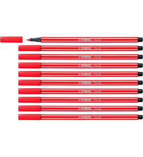 Stabilo Keçe Uçlu Boya Kalemi 1 MM Açık Kırmızı Keçeli Boya Kalemi (10 Lu Paket) (Karışık)