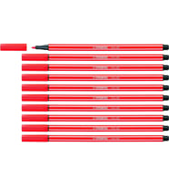 Stabilo Keçe Uçlu Boya Kalemi 1 MM Açık Kırmızı Keçeli Boya Kalemi (10 Lu Paket) (Karışık)