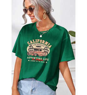 Unisex California Baskılı T-shirt (Yeşil)