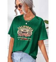 Unisex California Baskılı T-shirt (Yeşil)