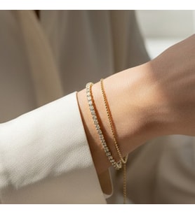 STİL İNCİSİ/ XUPING JEWELRY İNCE SU YOLU ZİRKON TAŞLI BİLEKLİK (Altın)