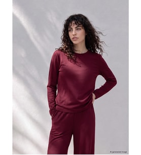 LCW Petite Bordo Bisiklet Yaka Kadın Tişört