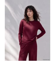 LCW Petite Bordo Bisiklet Yaka Kadın Tişört