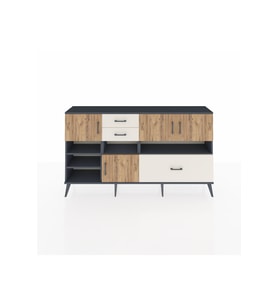 Arges Konsol 7 Raflı 3 Çekmeceli 4 Kapaklı 176x30x99 Antrasit-Çam/Aytaşı