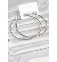 Gümüş Renk Pirinç Köşeli Kenar Halka 72 mm Kadın Küpe - TJ-BKP11770