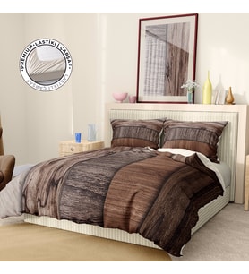Monohome Premium Luxury Çift Kişilik Nevresim Takımı 3D Pamuk Saten Wood Brown (Kahverengi)