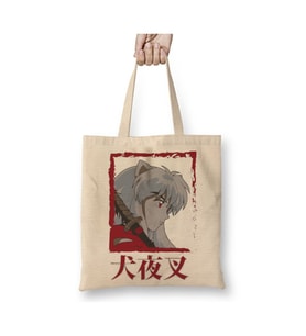 Inuyasha Tessaiga - Inuyasha Anime Beyaz Bez Çanta Uzun Saplı Alışveriş Çantası Plaj Çantası