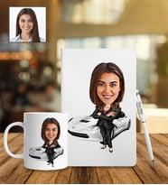 Kişiye Özel Araba Tasarımlı Karikatür Defter Kalem Kupa Set 55