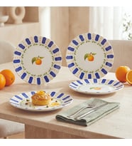 GÜRAL PORSELEN Kayısı Desenli 4lü 19 cm Porselen Pasta Tabağı Seti