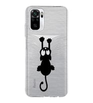 Xiaomi Redmi Note 10s Uyumlu Kapak Çizgi Kedi Tasarımlı Şeffaf Silikon Kılıf