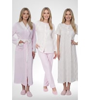 Mecit 6387 Pembe Büyük Beden Kadın Sabahlık Gecelik Pijama Takımı