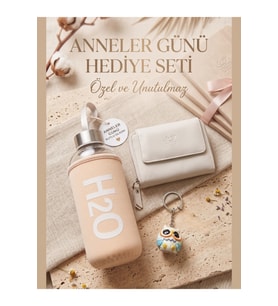 Hakiki Deri Cüzdan Anahtarlık ve Kare Kılıflı Matara Seti Anneler Günü Hediyesi