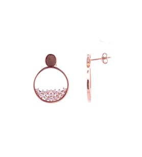 ZİRKON TAŞLI 925 AYAR GÜMÜŞ ROSE OVAL KADIN KÜPE 