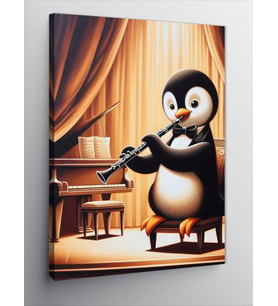 Kanvas Tablo Klarnet Ve Penguen