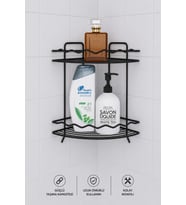 Tırtıl Desen Vidalı Banyo Köşe Rafı Duvar Montajlı Metal Düzenleyici