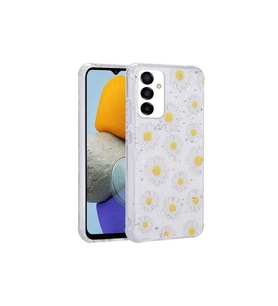 Samsung Galaxy M23 Uyumlu Kılıf Simli Desenli Kamera Korumalı Parlak Zore Popy Kapak (Papatya)
