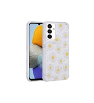 Samsung Galaxy M23 Uyumlu Kılıf Simli Desenli Kamera Korumalı Parlak Zore Popy Kapak (Papatya)