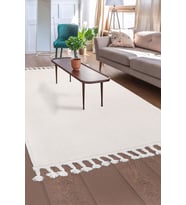 Dijidekor Peluş Halı Açık Vizon Cool Saçaklı Post Kesme Yolluk Kilim Salon Halısı Modelleri