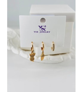 Zirkon Taşlı Üçlü Kombin Küpe - Kp00086
