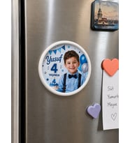 6 adet Yuvarlak Buzdolabı Magnet Çerçeve Mıknatıslı – 7,7 cm Çap Kişiye Özel Fotoğraf Baskısı Dahil