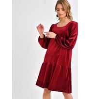 KADİFE ELBİSE  (Bordo)