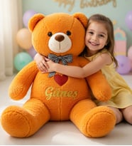 Kişiye Özel İsimli 90 cm Peluş Ayı  Kuzene Kız Erkek Çocuğa Doğum Günü & Özel Gün Hediyesi Sevgiliye Hediye (Kahverengi)
