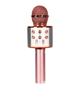Kablosuz Bluetooth Karaoke Mikrofon Hoparlör Şarj Edilebilir El Rose Gold