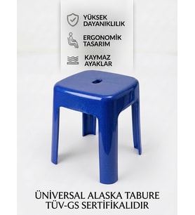 Mavi, Plastik Alaska Model Sağlam Tabure 36x36x46cm