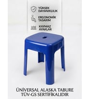 Mavi, Plastik Alaska Model Sağlam Tabure 36x36x46cm