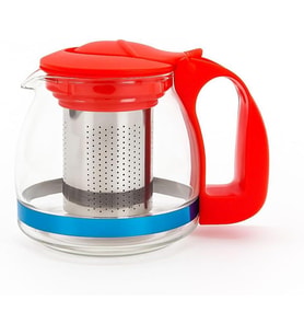 PAÇİ 700 Ml Süzgeçli Cam Çaydanlık Üstü Demlik Kırmızı