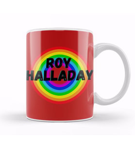 Roy Halladay CARTON ART   baseball Gifts Vintage Retro Rainbow For BOYS AND Dad Kupa Bardak Porselen
