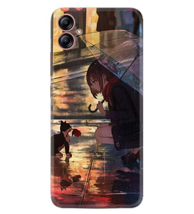 Samsung Galaxy A05 Kılıf Silikon Desen Özel Seri Kız ve Kedi 1762