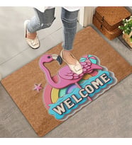 Valerine Life Gökkuşağı ve Flamingo Welcome Kapı Önü Paspası 45x70cm (Kahverengi)
