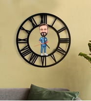 Kişiye Özel Doktor Karikatür 3D Ahşap Mdf Duvar Saati 242