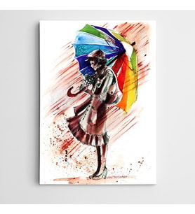 Renkler Şemsiye Modern Sanat  Kanvas Tablo