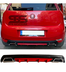 Fiat Punto Difüzör Arka Tampon Eki 2 Egzoz Çıkışlı Kırmızı Lüx Tip