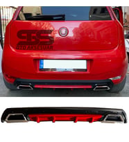 Fiat Punto Difüzör Arka Tampon Eki 2 Egzoz Çıkışlı Kırmızı Lüx Tip