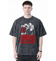 Tasarım One Punch Man Anime Baskılı Unisex Oversize Eskitme Yıkamalı Tişört