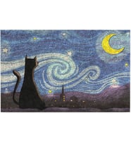 Kedi Köpek Komik Tasarımlı Dekoratif Kapı önü Paspas, Dış Mekan/Ev İçi/Banyo/Mutfak/Yatak Odası/Giriş Paspasları (Gece Kedi, 40x60)