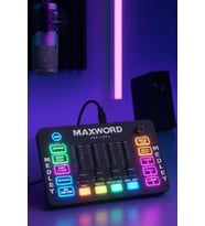 Maxword MEDLEY Gaming Canlı Yayın Stüdyo Kayıt RGB Ses Kartı DJ Mixer (Telefon PC Uyumlu)